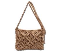 Genérico Forcipower Stylish Summer Woven Bag,Minimalist Tassel Women's Clutch - Retro Cotton Rope Woven Bag (Brown)