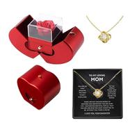 Genérico Forever Flower with Necklace - Rose Box with Necklace, Artificial Forever Flower |Exquisitely Crafted Necklaces For Women | Red Eternally Box For Valentines Day, Thanksgiving