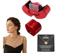 Genérico Forever Flower with Necklace - Rose Box with Necklace, Artificial Forever Flower |Exquisitely Crafted Necklaces For Women | Red Eternally Box For Valentines Day, Thanksgiving