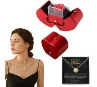 Genérico Forever Flower with Necklace - Rose Box with Necklace, Artificial Forever Flower |Exquisitely Crafted Necklaces For Women | Red Eternally Box For Valentines Day, Thanksgiving