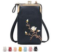 Genérico Forever Savour Women Sling Cross-Body Wallet With Mobile Cell Phone Holder, Small Crossbody Purses for Women (Black)