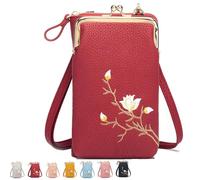 Genérico Forever Savour Women Sling Cross-Body Wallet With Mobile Cell Phone Holder, Small Crossbody Purses for Women (Red)