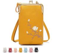 Genérico Forever Savour Women Sling Cross-Body Wallet With Mobile Cell Phone Holder, Small Crossbody Purses for Women (Yellow)