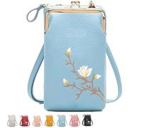 Genérico Forever Savour Women Sling Cross-Body Wallet With Mobile Cell Phone Holder, Small Crossbody Purses for Women (Blue)