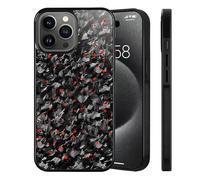 Genérico Forged Carbon Fiber Phone Case for iPhone 17 Pro MAX, All-Inclusive, Magnetic Wireless Charging, Carbon Fiber Phone Case for iPhone 16 Pro MAX (for 15 Pro MAX,Red)