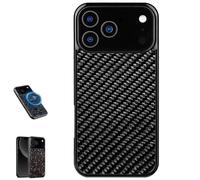 Genérico Forged Carbon Fiber Phone Case for iPhone 17 Pro MAX, All-Inclusive Magnetic Wireless Charging Anti-Fall Protective, for iPhone 17 Pro MAX Case (Black1,for iPhone 17 Promax)