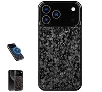 Genérico Forged Carbon Fiber Phone Case for iPhone 17 Pro MAX, All-Inclusive Magnetic Wireless Charging Anti-Fall Protective, for iPhone 17 Pro MAX Case (Black,for iPhone 17 Promax)