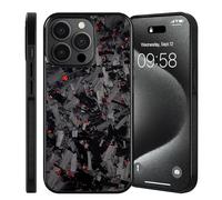 Genérico Forged Carbon Fiber Phone Case for iPhone 17 Pro MAX, All-Inclusive Magnetic Wireless Charging, Color Clash Design, Aramid Fiber for iPhone 11/12/13/14/15/16/17 Pro MAX (for 14,Red)