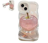 Genérico Forubom Fruit Pattern Transparent Phone Case for iPhone, Soft Silicone Anti-Fall All-Inclusive Mobile Case with Lanyard Double Stand for iPhone 16/15/14 Pro MAX (White,13)