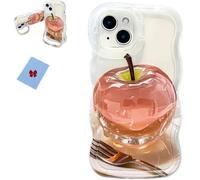 Genérico Forubom Fruit Pattern Transparent Phone Case for iPhone, Soft TPU Shockproof Water Ripple Pattern Curly Wavy Frame Case for iPhone16/15/14/13/12/11/X Pro MAX (White,14 promax)