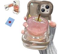 Genérico Forubom Fruit Pattern Transparent Phone Case for iPhone, Soft TPU Shockproof Water Ripple Pattern Curly Wavy Frame Case for iPhone16/15/14/13/12/11/X Pro MAX (Gray,14 Plus)