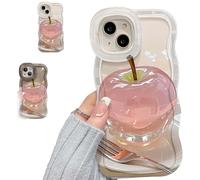 Genérico Forubom Fruit Pattern Transparent Phone Case Soft Silicone Anti-Fall All-Inclusive Mobile Case with Lanyard & Double Stand for iPhone 16/15/14/13/12/11 Pro MAX, Plus (14 Pro,White)