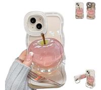 Genérico Forubom Fruit Pattern Transparent Phone Case, Soft Silicone Anti-Fall All-Inclusive Mobile Case with Lanyard & Double Stand, for iPhone 12/14/15/16/13 Pro MAX (for 14,White)