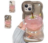 Genérico Forubom Fruit Pattern Transparent Phone Case Soft Silicone Anti-Fall All-Inclusive Mobile Case with Lanyard & Double Stand for iPhone 16/15/14/13/12/11 Pro MAX, Plus (15 Pro,Gray)
