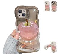 Genérico Forubom Fruit Pattern Transparent Phone Case, Soft Silicone Anti-Fall All-Inclusive Mobile Case with Lanyard & Double Stand, for iPhone 12/14/15/16/13 Pro MAX (for 16,Grey)