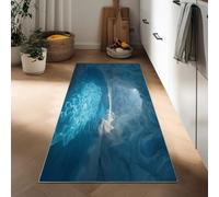 Genérico Fotografía De La Naturaleza Alfombra De Pasillo 40 x 120 cm Ondulaciones del Lago De Hielo Alfombra Larga Azul Alfombrar Estrecha Antideslizante Lavable, para Entrada Cocina O Pasillo Suave