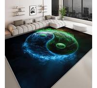 Genérico Fotografía Hiperrealista Alfombra De Salón Símbolo Yin-Yang De Llama 120 x 170 cm Pelo Corto Antideslizante Lavables Alfombrilla, Negro Habitación Dormitorio De Cocina Alfombra De Entrada