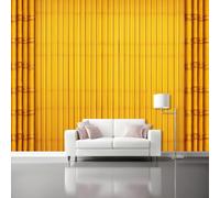 Genérico Fotomural 3D amarillo 200 x 140(WxH) - Papel Pintado Premium de Tejido No Tejido (TNT), Diseño Estilo chino pared de bambú tiras de bambú para Decoración de Salón y Dormitorio