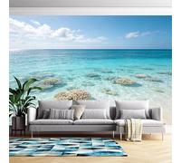 Genérico Fotomural Playa Oceánica - Impresión Artística Panorámica 3D Paisaje Celestial Mural De Pared No Tejido Póster - Papel Pintado De Playa Y Arena Para Decoración Del Hogar Para Dormito