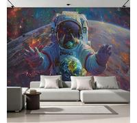 Genérico Fotomurales 3D Astronautas En El Espacio 350x256 cm Fotomural Poster Pegamento Tierra Universo Ciencia Ficción Fotomurales Papel pintado Living Oficina Dormitorio 14G-13