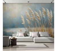 Genérico Fotomurales 3D Caña 350x256 cm Fotomural Poster Pegamento Superficie Del Lago Viento Wabi-sabi Fotomurales Papel pintado Living Oficina Dormitorio 19G-28