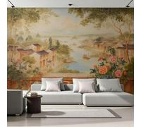 Genérico Fotomurales 3D Ciudad Acuática De Style Oriental 200x140 cm Fotomural Poster Pegamento Juegos De Té Y Flores Fotomurales Papel pintado Living Oficina Dormitorio 19G-10