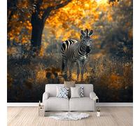 Genérico Fotomurales Cebra Bosque 300x210 cm Papel Pintado Animal Impresión 3D Pared Tela no Tejida Fácil de Instalar Limpiar Poster Ideal para Salones Cocinas Pasillos Papel Pintado Pared Dormitorio