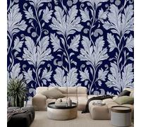 Genérico Fotomurales Elegante Arte Encantador Flores, 400 x 280 cm (An x Al) Papel Pintado No Tejido - Azul Marino Papel Tapiz para la Decoración del hogar en Salon y Cocina