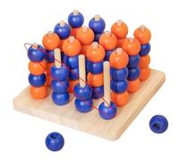 Genérico Four in a Row Board Game - Wood 13x13x8cm | Portable 3D Wooden Connect Game Educational Chess Puzzle Brain Teaser Toy | for Kids Adults Family Night Holiday Party Birthday Travel