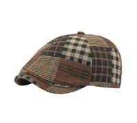 Generico Four Seasons Polyester Plaid Warm Newsboy Caps Flat Peaked Men And Women Painter Beret, Colore 1, M