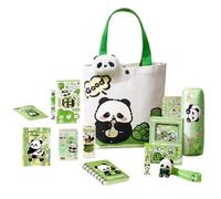 Genérico Fournitures Scolaires Panda Kit Complet 30 Pièces Avec Trousse Toile Et Accessoires Kawaii | Set Papeterie Étudiant Organisation École Voyage Garçons Filles