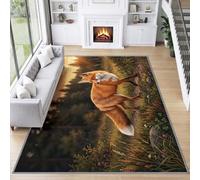 Genérico Fox Bosque Alfombra de pelo ancho 120 x 170 cm | Suave antideslizante Bosque Fauna Campaña Alfombras para Salón Hambre, Comedor Oficina Cocina