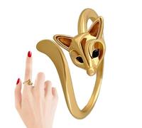 Genérico Fox Ring Silver Gold Jewelry, Cute Open Adjustable Ring Design, Tarnish Resistant Fashion Accessory System, Elegant Fox Wear, Wife Mom Girlfriend Sister Daughter Birthday Valentines Holid