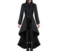 Generico Frac Gótico Mujer Frac Chaqueta Vintage Renacentista, Trench Largo de Cola de Milano, Uniforme de Novia Victoriana para