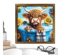 Genérico Framed Cow Wall Art - Cute Funny Farmhouse Bathroom Decor, Rustic Highland Cow Portrait, Whimsical Animal Artwork For Bedroom & Home Office | Ready To