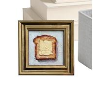 Genérico Framed Kitchen Art, Toast Oil Painting, Compact Size for Display, Elegant Mini Artwork Feature, Home Utility Category, Picture for Hotel Apartment Living Room Bedroom Office Wall