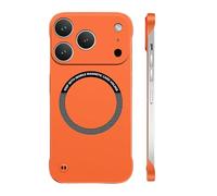 Genérico Frameless Magnetic Series Designed for iPhone 17 Full Range,Curranet Magnetic Frameless Hard Case,Compatible with Magsafe&Wireless Charging (iPhone14 Pro MAX,Orange)