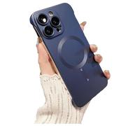 Genérico Frameless Matte Ultra Thin Magnetic Phone Case, Metallic Paint Borderless Minimalist Design, for iPhone Case 16/15/14/13/12 Pro MAX (For iPhone 16,Dark Blue)