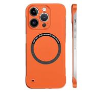 Genérico Frameless Matte Ultra Thin Magnetic Slim Case, Hard Pc Slim Case Compatible with Magsafe for iPhone 16 15 14 13 12 Pro MAX Plus (Naranja,for iPhone 12)