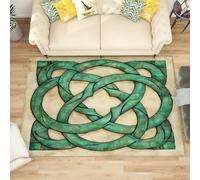 Genérico Franela Alfombras de Habitacion Antideslizantes 120x180 cm Nudo Celta Verde Tapete Suave Que No se Desprende, Retro Alfombras para Interiores para Sala, Dormitorio, Comedor