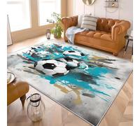 Genérico Franela Alfombras de Habitacion Antideslizantes 160x230 cm Grafiti FúTbol Deportes Tapete Suave Que No se Desprende, Tendencia Alfombras para Interiores para Sala, Dormitorio, Comedor