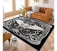 Genérico Franela Alfombras de Habitacion Antideslizantes 60x90 cm Abstracto GeometríA Runas MíSticas Tapete Suave Que No se Desprende, Blanco Alfombras para Interiores para Sala, Dormitorio, Comedor