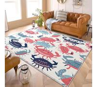 Genérico Franela Alfombras de Habitacion Antideslizantes 60x90 cm Caricatura Cangrejo Abstracto Tapete Suave Que No se Desprende, Blanco Alfombras para Interiores para Sala, Dormitorio, Comedor