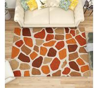 Genérico Franela Alfombras de Habitacion Antideslizantes 60x90 cm PatróN Abstracto de Jirafa Tapete Suave Que No se Desprende, Color Naranja Alfombras para Interiores para Sala, Dormitorio, Comedor