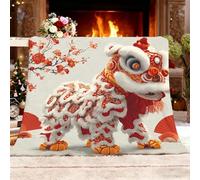 Genérico Franela Manta XXL 180x200cm PatróN De Danza del LeóN Chino Mantas Polar Manta Gruesa Sofá Suave Caliente Transpirable Blanco para Cama Sofá Sillón y Viaje Uso Diario Decoración del hogar