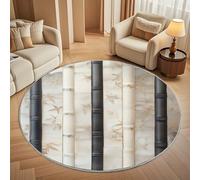 Genérico Franela Suave Alfombra Redonda Arte En Relieve de Bambú de 120 cm, Alfombra Circular MáRmol Antideslizante Lavable Alfombras de Pelo Corto Decorativa para Sala de Estar, Dormitorio