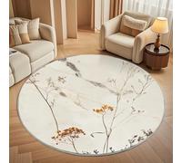 Genérico Franela Suave Alfombra Redonda Textura de MáRmol de 100 cm, Alfombra Circular FóSiles de Plantas Antideslizante Lavable Alfombras de Pelo Corto Decorativa para Sala de Estar, Dormitorio