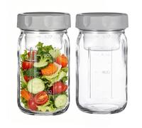 Genérico Frascos de Vidrio para Ensaladas con - 2 Unidades De Hermética Con Recipiente Para Aliño | 946 ml recipiente de viaje para ensalada con tapa - Para Viajes Trabajo Almuerzo Cocina Picnic