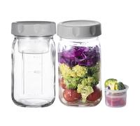 Genérico Frascos de Vidrio para Ensaladas con - 2 Unidades Tazón Antifugas Con Recipiente Para Aliño | 946 Ml Tarro De Ensalada Portátil Con Tapa - Para Viajes Trabajo Almuerzo Cocina Picnic