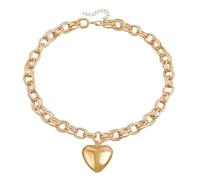 Genérico Frases Acero Pareja Anillos Punk Puffy Love Thick Chain Choker Necklaces Charm Statement Jewelry For Women Teen Girls Para Mujeres Amantes En Mm Anillos, talla única, Metal, No es una piedra